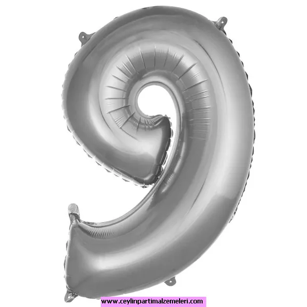 9 Rakam Gümüş Folyo Balon